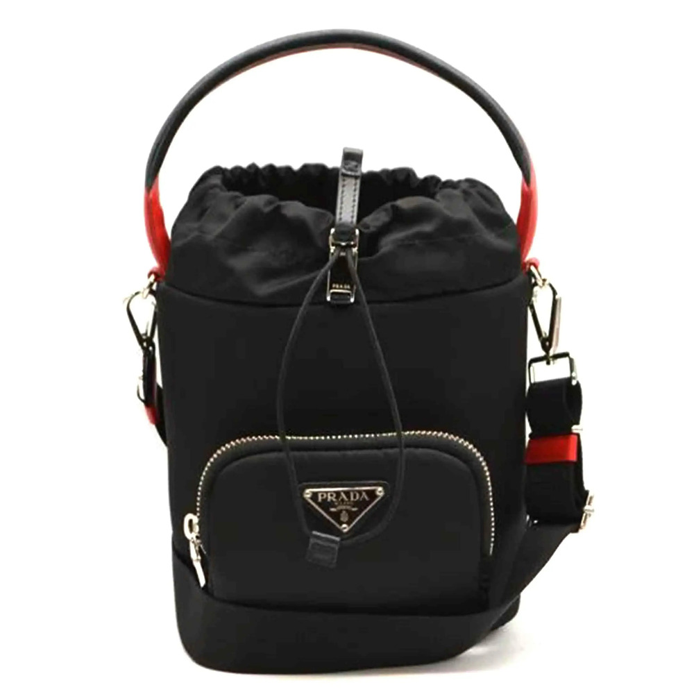 Prada Tessuto Pocket Bucket Leather Nero Black